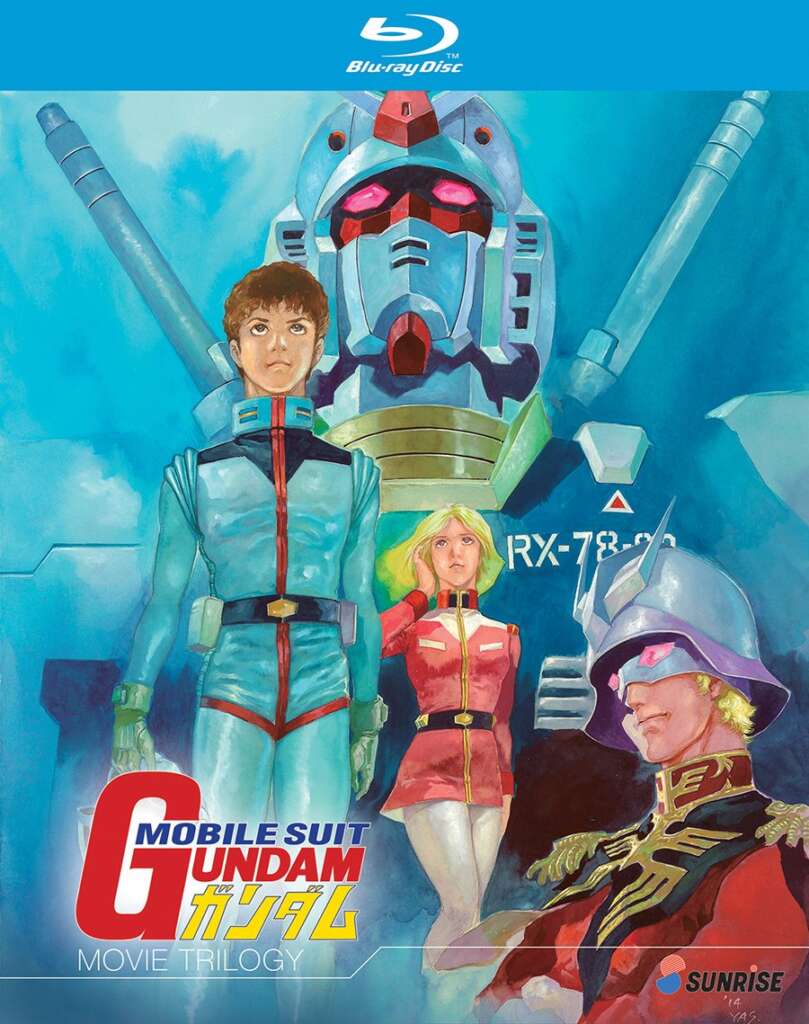 La copertina del cofanetto dei tre film riassuntivi di Mobile Suit Gundam