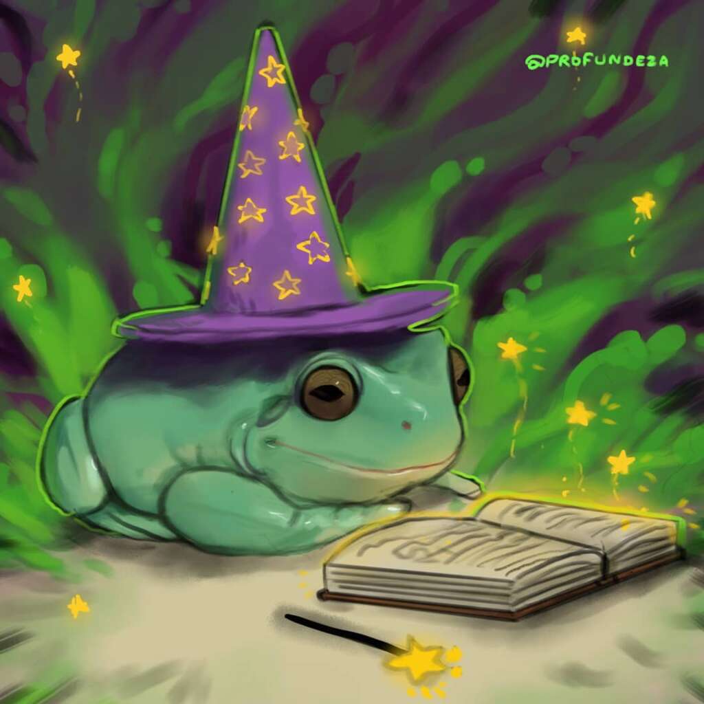 Un esempio di Magical Pets: la rana che segretamente studia la magia. Fonte: profundeza.