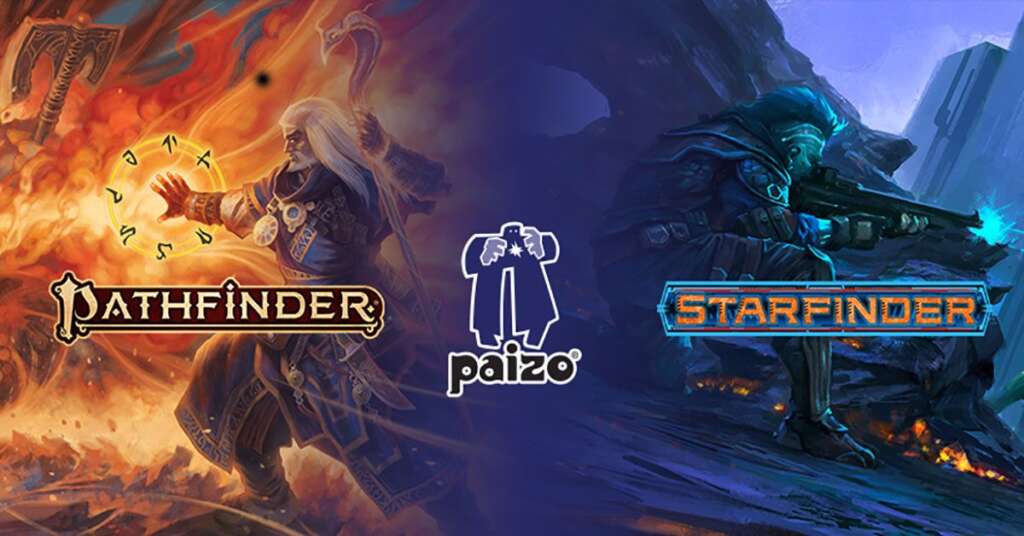 Immagini promozionali dei due maggiori prodotti Paizo: Pathfinder e Starfinder